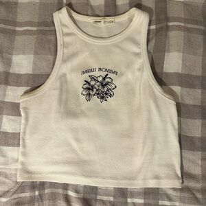 Pull&Bear Ribbed White Tank Top